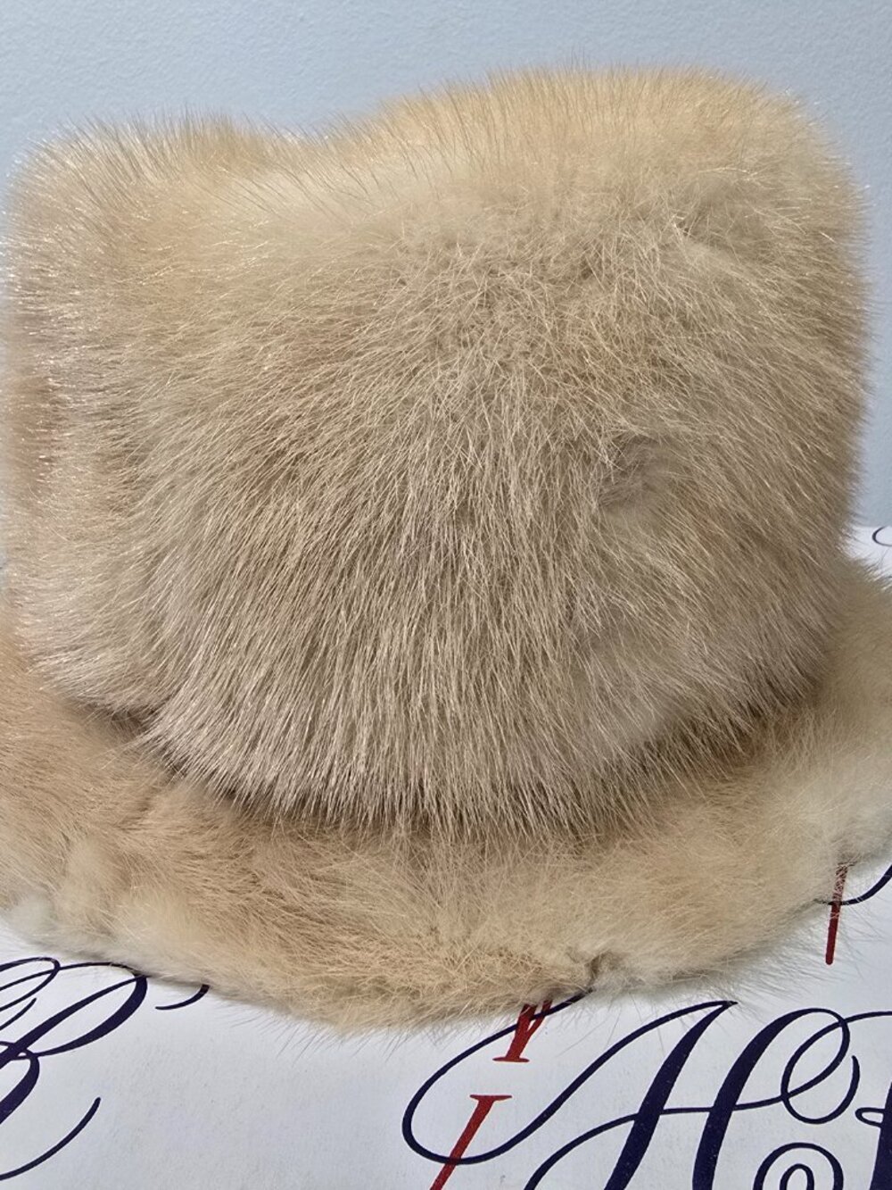 Vintage Maybe Real Fur (Mink?) Bucket Hat & Box - Cream Beige, Mid Century​ - Picture 5 of 12